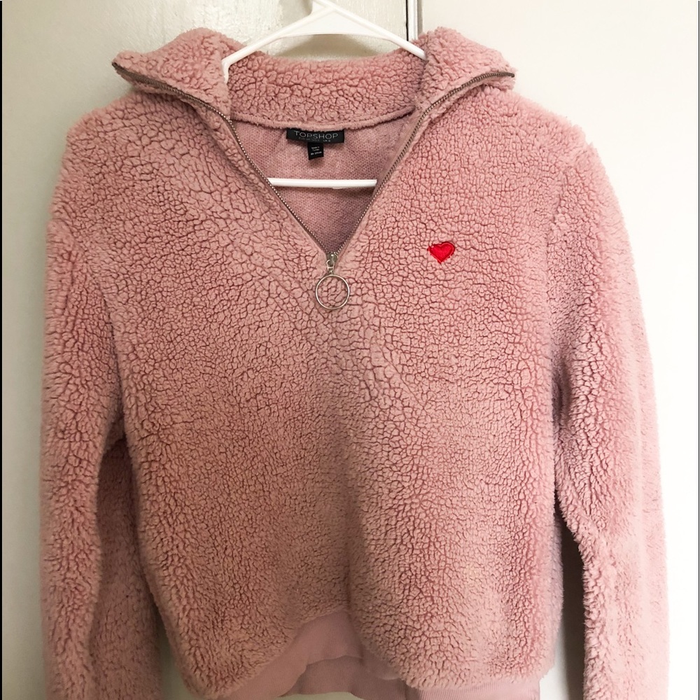Furry zip up top from top shop